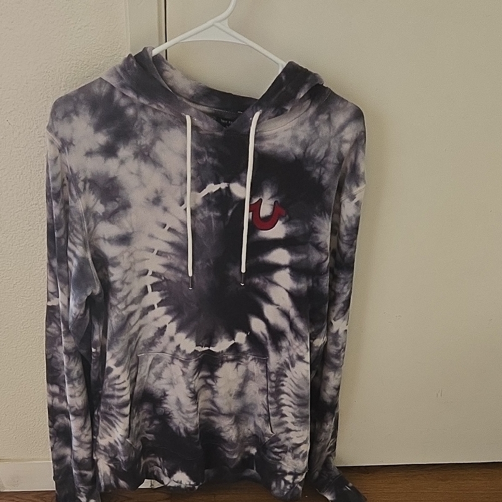 True Religion Black and White Tie-Dye Hoodie